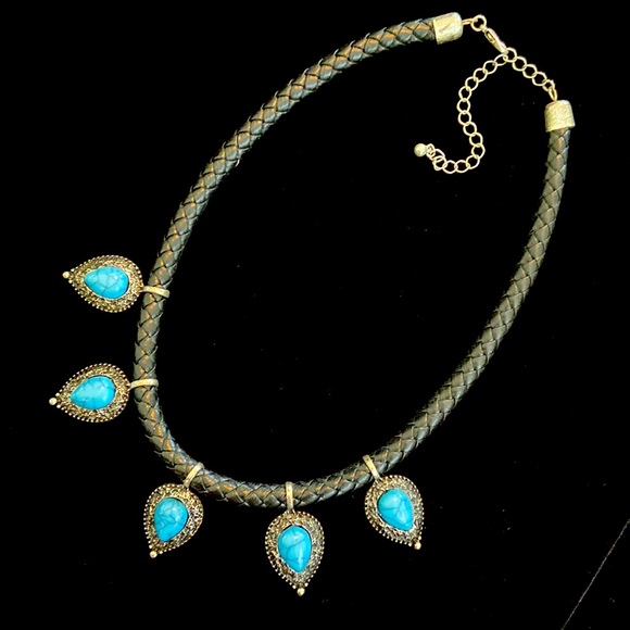 unbranded Jewelry - Leather turquoise choker necklace